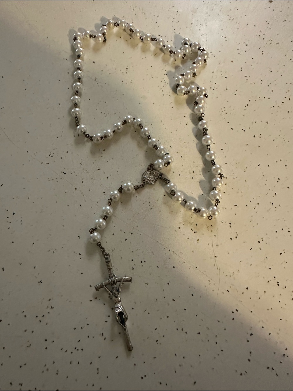 Vintage Pearl Bead Rosary from Italy